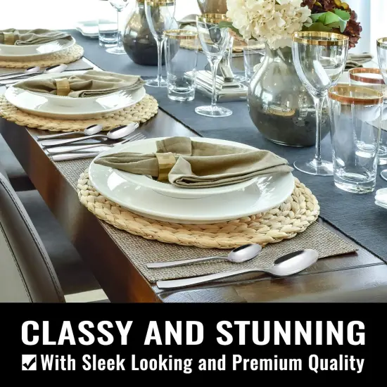 48 Pieces Silverware Set with Steak Knives for 8, Stainless Steel Flatware Cutlery Set For Home Kitchen Restaurant Hotel, Kitchen Utensils Set, Mirror Polished, Dishwasher Safe {3}