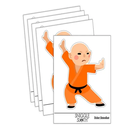 Martial Arts Monk Boy Waterproof Vinyl Phone Tablet Laptop Water Bottle Sticker Set - 5 Pack {2}