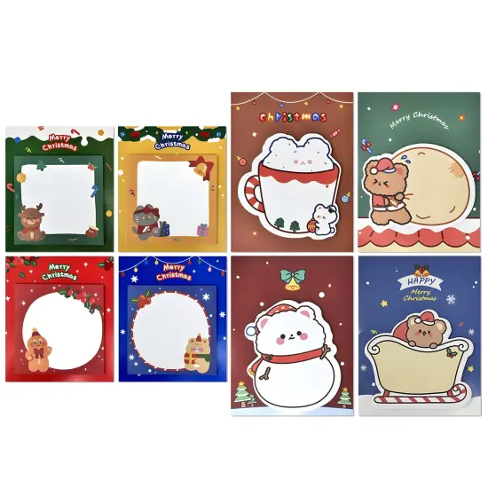 Wrapables Happy Holidays Christmas Sticky Notes, Adhesive Winter Holiday Memo Notepads for Home, Office, Work, Cute Buddies 8pc {1}