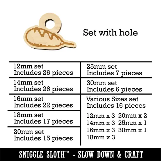 Corn Dog with Ketchup Mini Wood Shape Charms Jewelry DIY Craft {1}