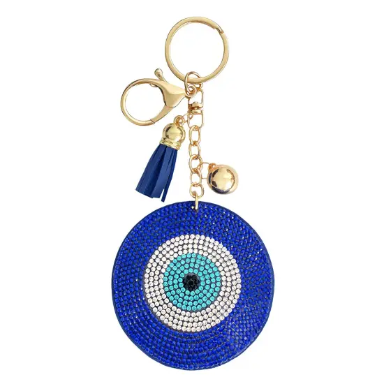 Wrapables Crystal Bling Key Chain Keyring Car Purse Handbag Pendant Charm, Blue Evil Eye {1}