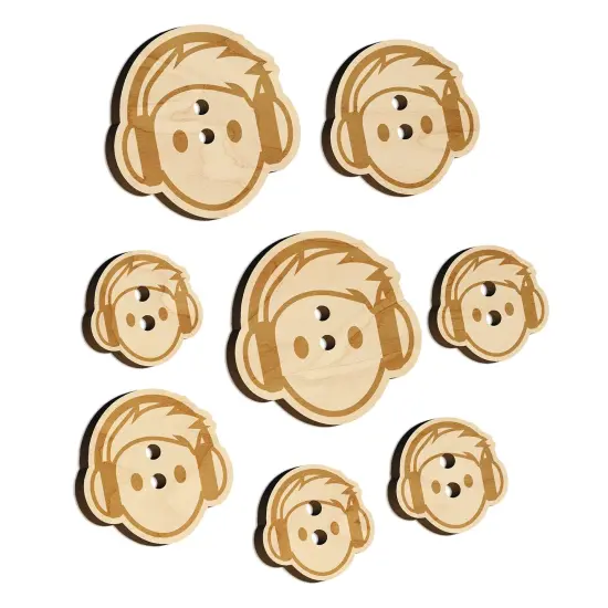 Occupation DJ with Headphones Icon Wood Buttons for Sewing Knitting Crochet DIY Craft {7}