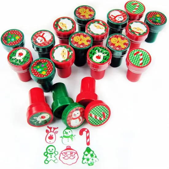 Tiny Mills 24 Pcs Christmas Holidays Stampers for Kids Party Favors, Christmas Stocking Stuffers {3}