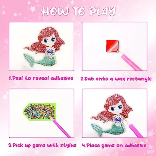 10 Pieces Princess Toys for Girls 4-6 - Diamond Painting Kits for Kids - Make Your Own GEM Keychains Paint by Numbers Kit - Best Tween Girls Gifts Ideas - Art Supplies for Girls Toys Ages 5 6 7 8 9 10 12 {6}