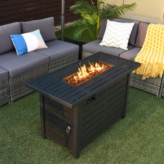 42 Inch 60 000 Btu Rectangular Propane Gas Fire Pit Table {2}