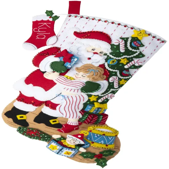 Bucilla Felt Stocking Applique Kit 18" Long-Christmas Hugs {3}