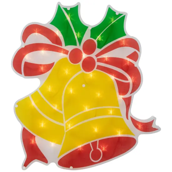 Northlight 19" Lighted Christmas Bells Window Silhouette Yellow {4}