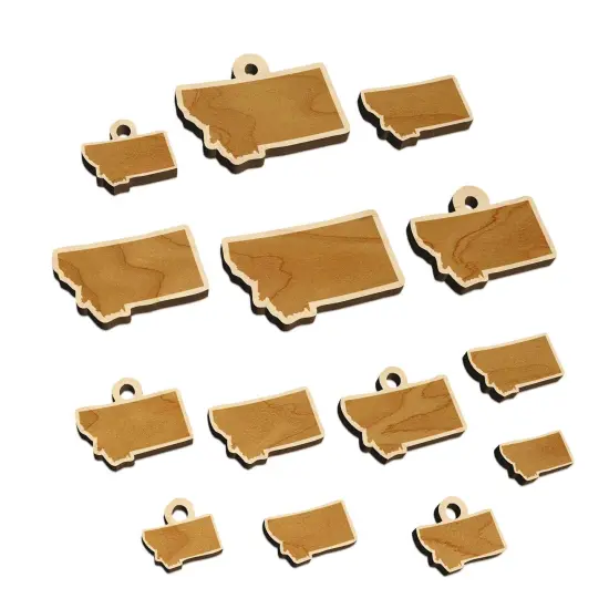 Montana State Silhouette Mini Wood Shape Charms Jewelry DIY Craft {7}