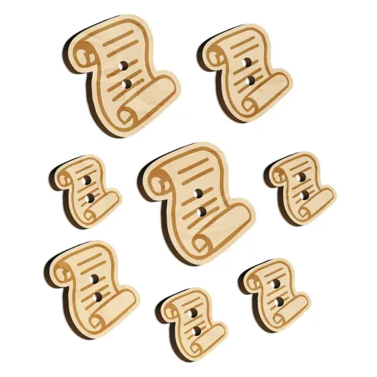 Unrolled Scroll of Parchment and Text Wood Buttons for Sewing Knitting Crochet DIY Craft {7}