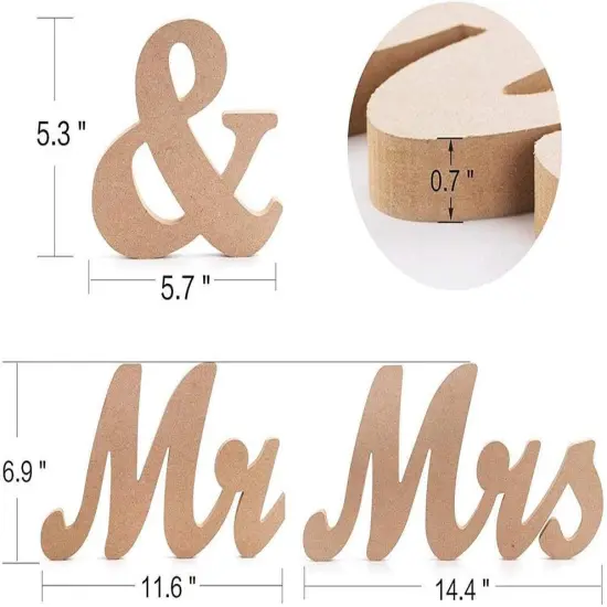 Rustic Mr & Mrs Sign Wooden Letters Wedding Table Decor Wedding Gift {2}