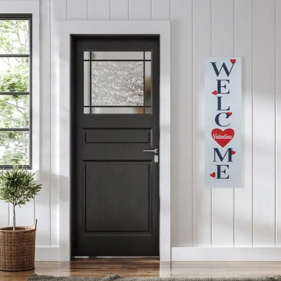 Northlight 38" Welcome Valentine's Day Wooden Porch Board Sign Decoration White {4}