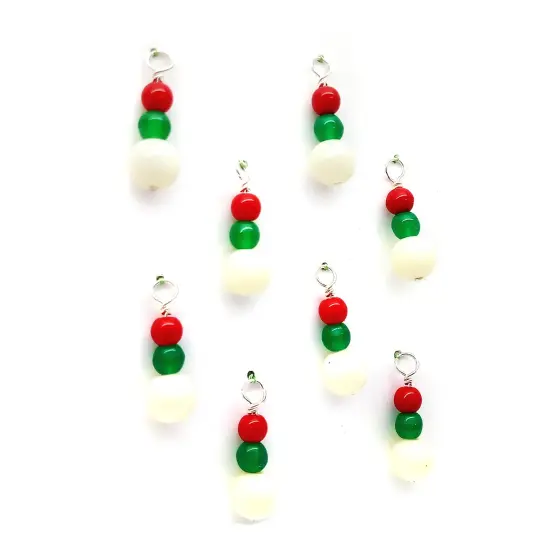 Cute Ornaments for Miniature Christmas Tree, 8 pieces, Red White & Green Glass Baubles, Adorabilities {1}