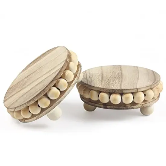 2 Pieces Wood Riser, Risers for Decor,Pedestal Stand,Display Stand apply to Home Decor,Farmhouse Decor,Tiered Tray Decor(Brown, 4 Inches) {3}