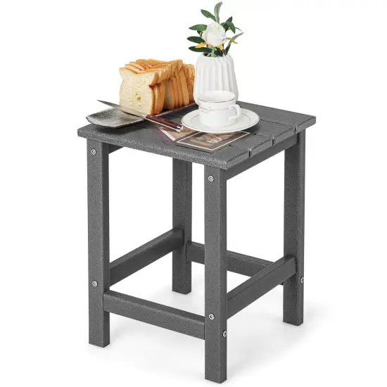14 Inch Square Weather-Resistant Adirondack Side Table Grey {3}