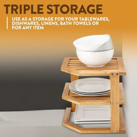 Corner Kitchen Storage Shelf for Organizing Plates and Bowls {2}
