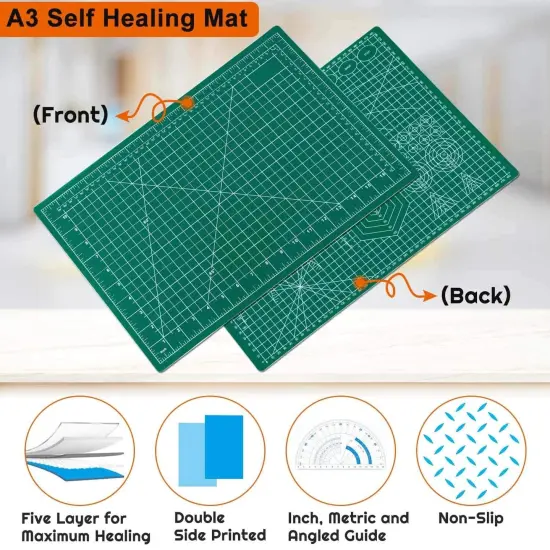 Self Healing Sewing Mat, 12inch x 18inch Rotary Cutting Mat Double Sided 5-Ply Craft Cutting Board for Sewing Crafts Hobby Fabric Precision Scrapbooking Project {1}