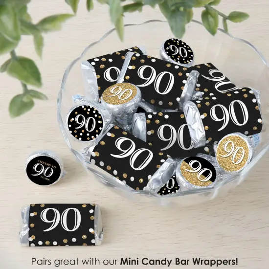 Big Dot of Happiness Adult 90th Birthday - Gold - Birthday Party Small Round Candy Stickers - Party Favor Labels - 324 Count {7}