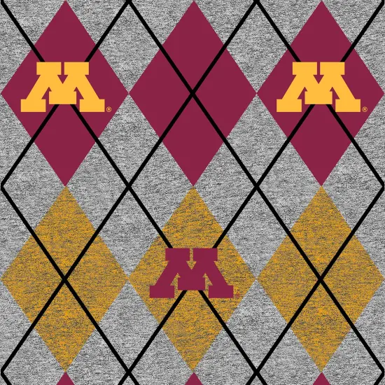 Sykel Enterprises-University of Minnesota Fleece Fabric-Minnesota Golden Gophers Heather Argyle Fleece Blanket Fabric-Sold by the yard {1}