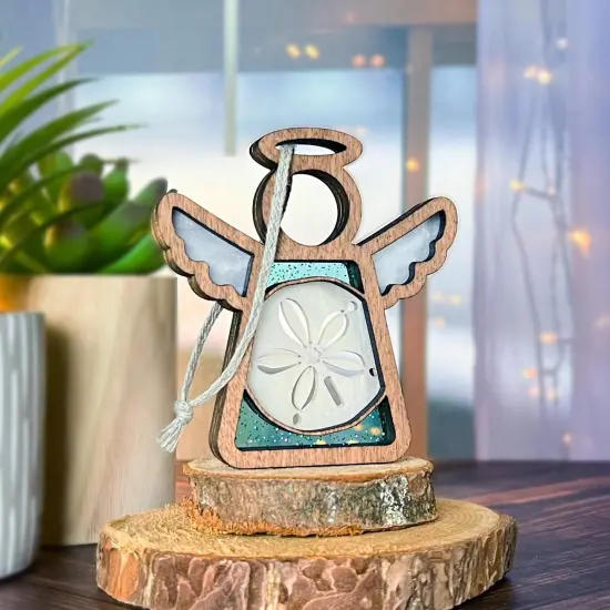 3.5" (H) Sand Dollar Ornament - Handcrafted in Texas - Mother's Angels&reg; Christmas Angel Wings Figurine {4}
