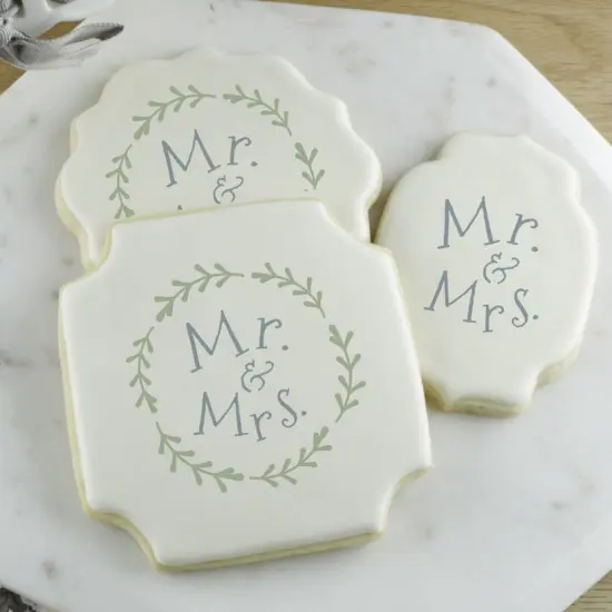 Mr. and Mrs. With Laurel Wreath Cookie Stencil {2}