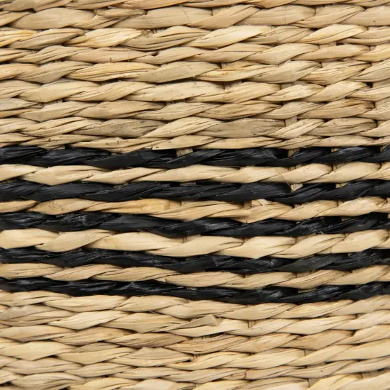 Northlight Set of 4 Beige and Black Striped Woven Round Seagrass Baskets 12" {7}