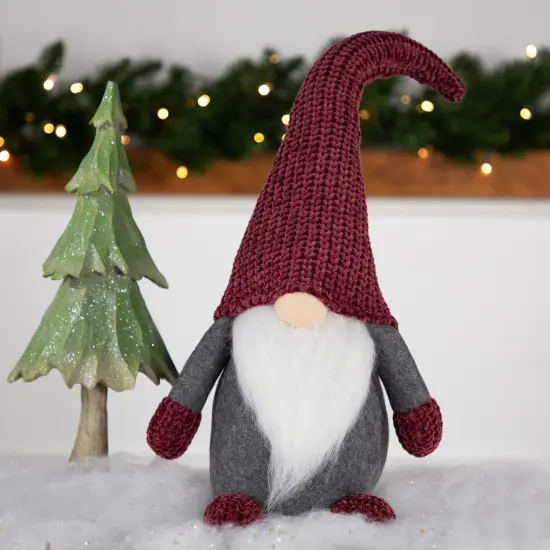 Northlight Standing Gnome with Knitted Hat Christmas Decoration - 18" - Mauve and Gray Purple {3}