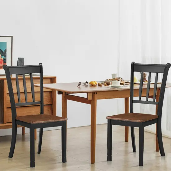 2 Pieces Solid Whitesburg Spindle Back Wood Dining Chairs Black {2}