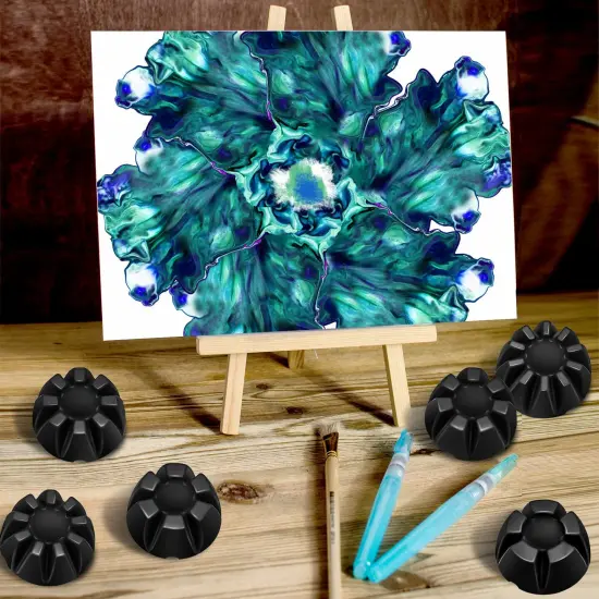 6 Pieces Flower Pour Cup for Paint Pouring 6/7/8/9/10 Slot Acrylic Paint Tools Fluid Painting Supplies Flower Strainer for DIY Pouring Paint and Creating Patterns Art Supplies(Black) {4}