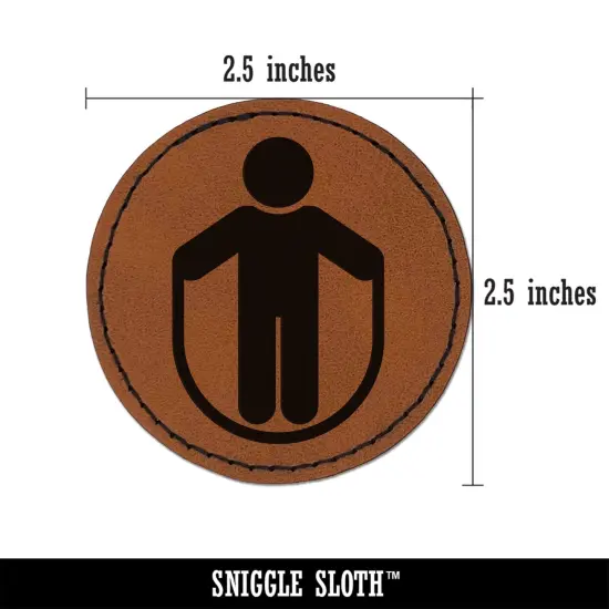 Jump Rope Fitness Round Iron-On Engraved Faux Leather Patch Applique - 2.5" Brown {3}