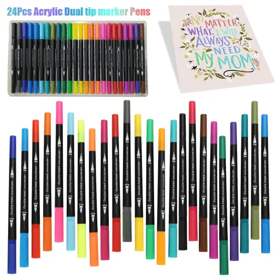 Dual Brush Tip Permanent Marker Paint Pens for Art Projects {1}