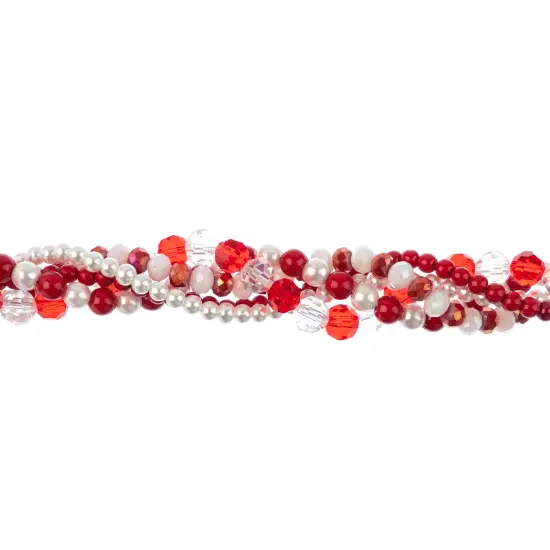 Crystal Lane DIY Red and White Twisted Glass & Pearls Beads, 5 Strands {1}