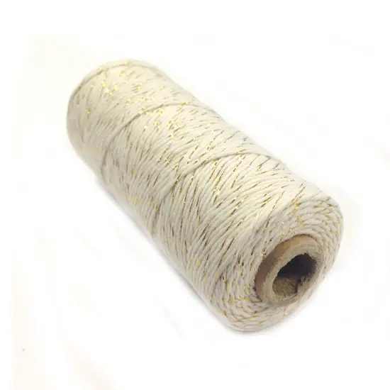 Wrapables Cotton Baker's Twine 12ply 110 Yard, White/Gold Metalic {2}