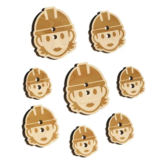 Occupation Construction Worker Builder Woman Icon Wood Buttons for Sewing Knitting Crochet DIY Craft {7}