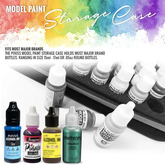 Pixiss Model Paint Storage Case Acrylic Paint Organizer Holder Tray Works with Top Hobby Paint Brands, Paint Rack or Paint Holder 60 Slots with 6 Fine Detail Miniatures Paint Brushes {4}