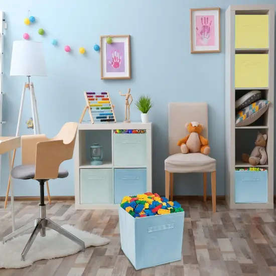 Sorbus Fabric Collapsible Cube Storage Bins Set (6 Pack) Blue, Green,Yellow {4}