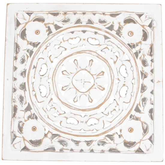 Northlight Set of 2 Antique White Square Stackable Nesting Side Table and Stool 16" {6}