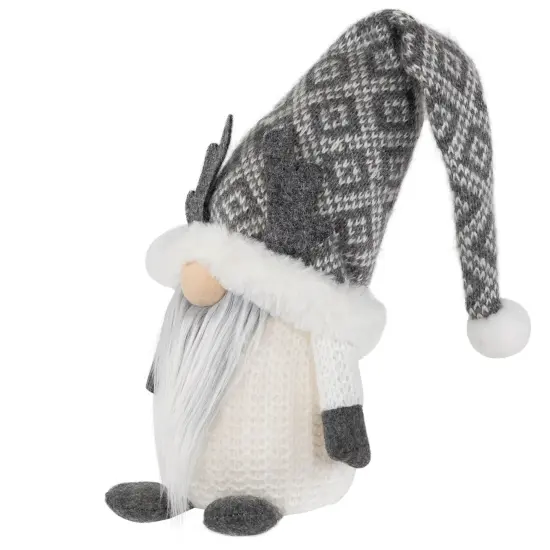 Northlight Lighted Gnome with Antlers Christmas Figure - 9" - Gray and White {4}