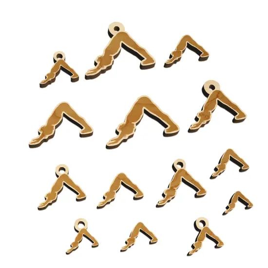 Yoga Downward Facing Dog Pose Mini Wood Shape Charms Jewelry DIY Craft {7}