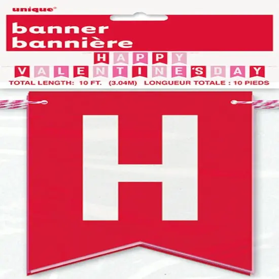 Red & Pink Happy Valentine's Day Pennant Banner, 10 ft {1}