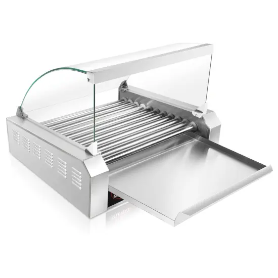 Olde Midway Hot Dog Rollers with Cover, Electric Grill Cooker Machines - Commercial Grade {4}