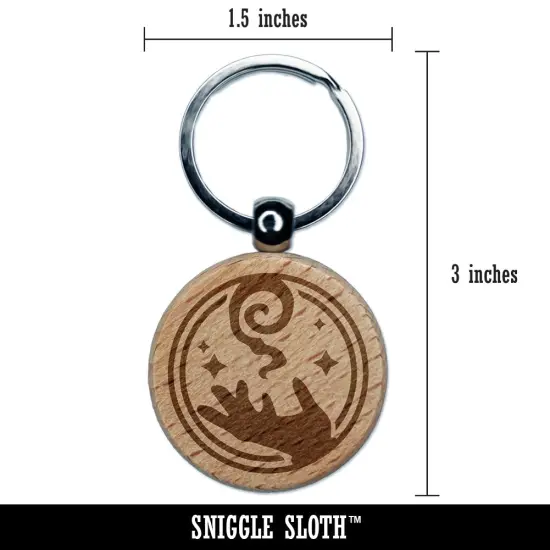 Mage Wizard Magic Spell Engraved Wood Round Keychain Tag Charm {2}