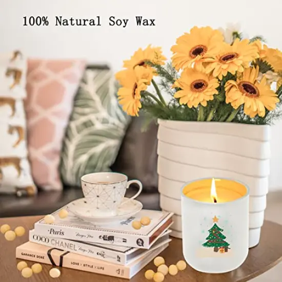 Lihome Christmas Candles - Christmas Gifts for Women Men, Candles for Home Scented, Handmade Ceramic Jar 11.5oz Natural Soy Wax(Christmas Vanilla Coconut) {3}