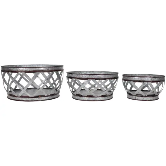 Northlight Set of 3 Metal Woven Nesting Baskets 12.5" Silver {1}