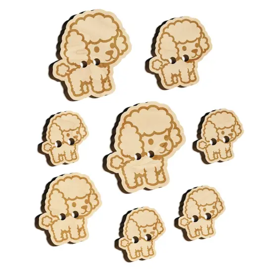 Cute and Fluffy Poodle Dog Wood Buttons for Sewing Knitting Crochet DIY Craft {7}
