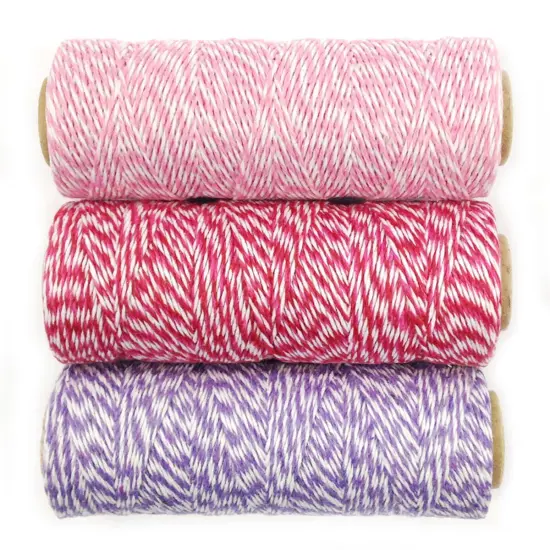 Wrapables Cotton Baker's Twine 4ply 330 Yards (Set of 3 Spools x 110 Yards) for Gift Wrapping, Party Decor, and Arts and Craft (Pink, Red & Hot Pink, Lavender) {1}