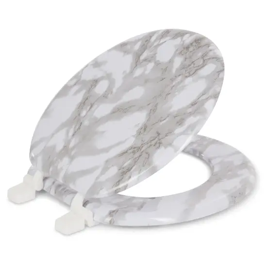 J&V Textiles Round Toilet Seat With Easy Clean & Change Hinge Gray {1}