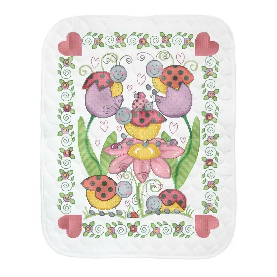 HerrschnersLovely Ladybugs Baby Quilt Stamped Cross-Stitch Multi {1}