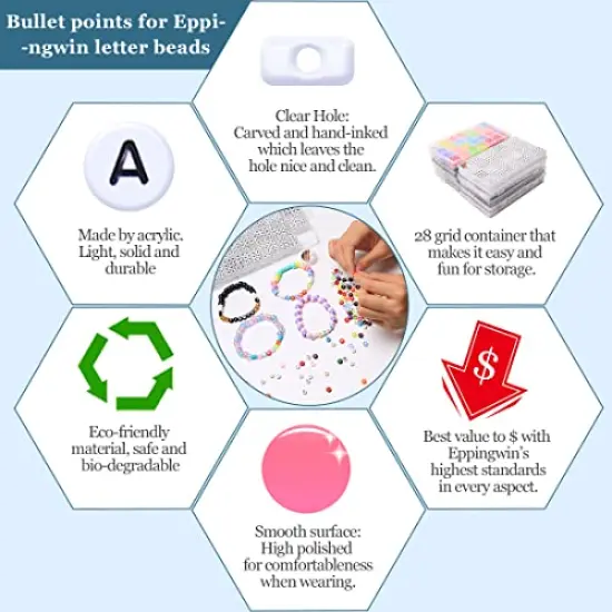 1400 pieces Letter Beads, 4x7 mm Acrylic Beads, Beads for Jewelry Making, Beads for Bracelet Making, Alphabet Beads, in 28 Grid Box (White and Black) {2}