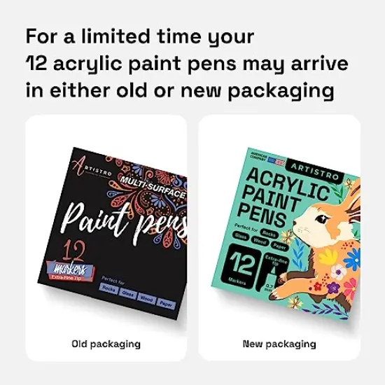 Paint Pens for Rock Painting, Stone, Ceramic, Glass, Wood, Canvas. Set of 12 Acrylic Paint Markers Extra-fine Tip {2}