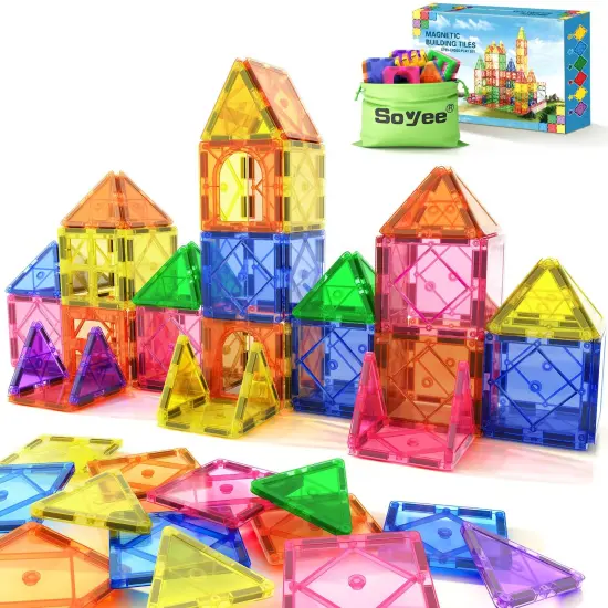 Magnetic Building Blocks Set for Kids Age 3-8 - Encourage Creativity & Develop Fine Motor Skills with Sensory Magnet Tiles Toys {1}